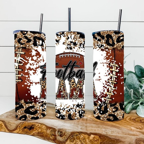 Football Mama 20oz Tumbler With Metal Straw - Picture 2 of 3